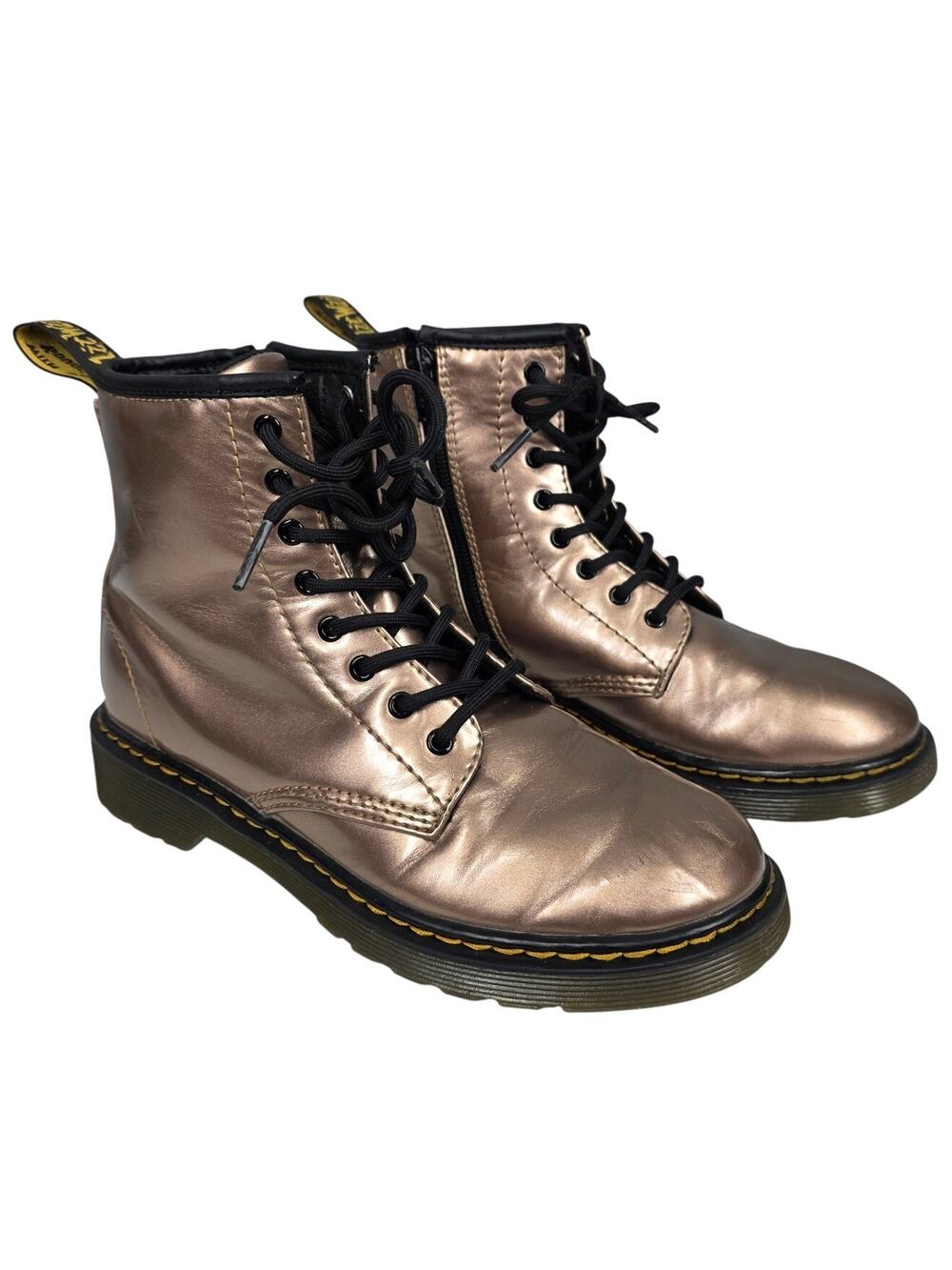 DR. MARTENS 1460 COMBAT BOOTS – WOMEN’S SIZE 5 – METALLIC ROSE GOLD – AIRWAIR